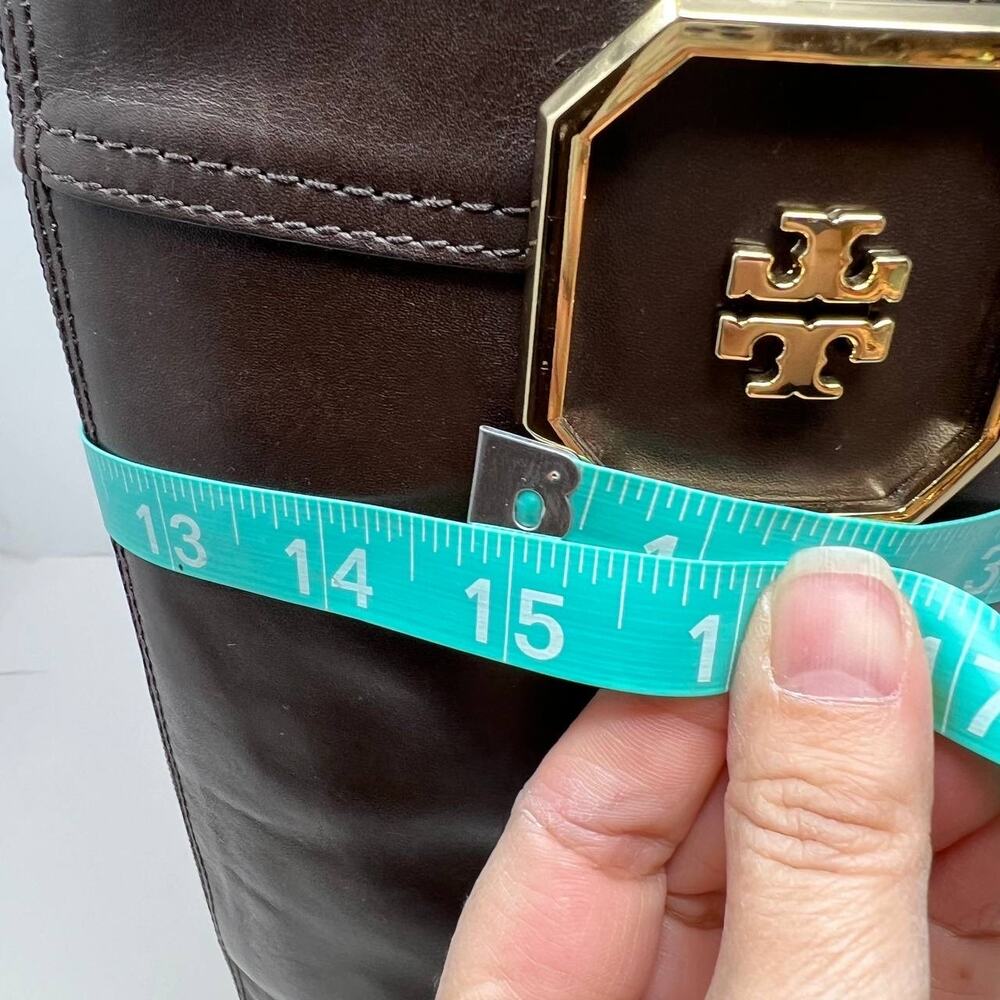 Tory Burch Boots Women's 8M Brown Leather Tall Equestrian Riding Boots Back Zip - Picture 13 of 16